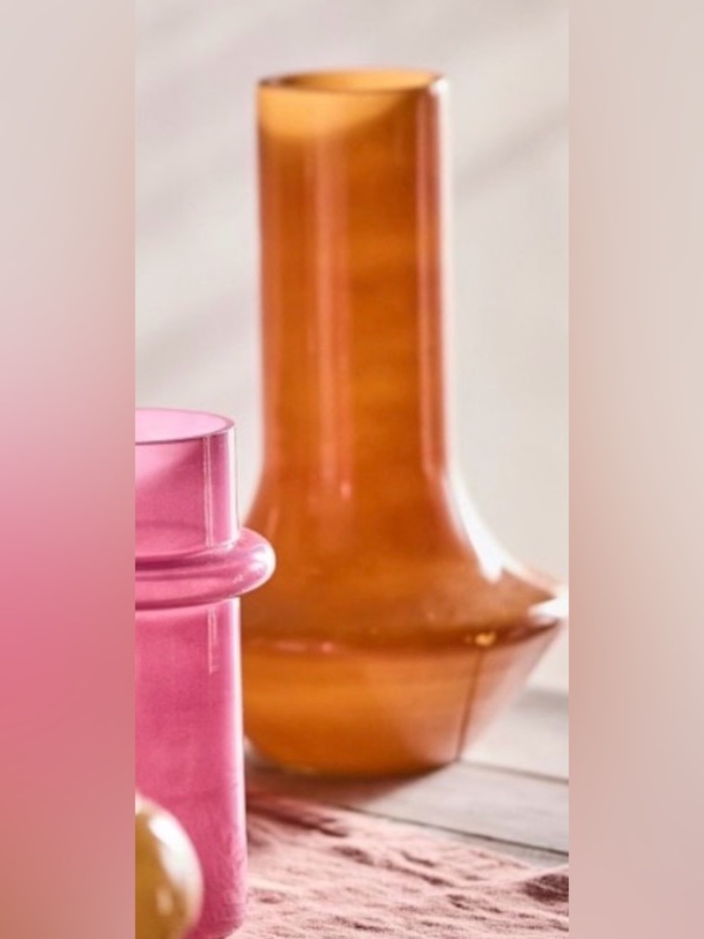 Anthropologie Glossy Tangerine Sculptural Glass Vase